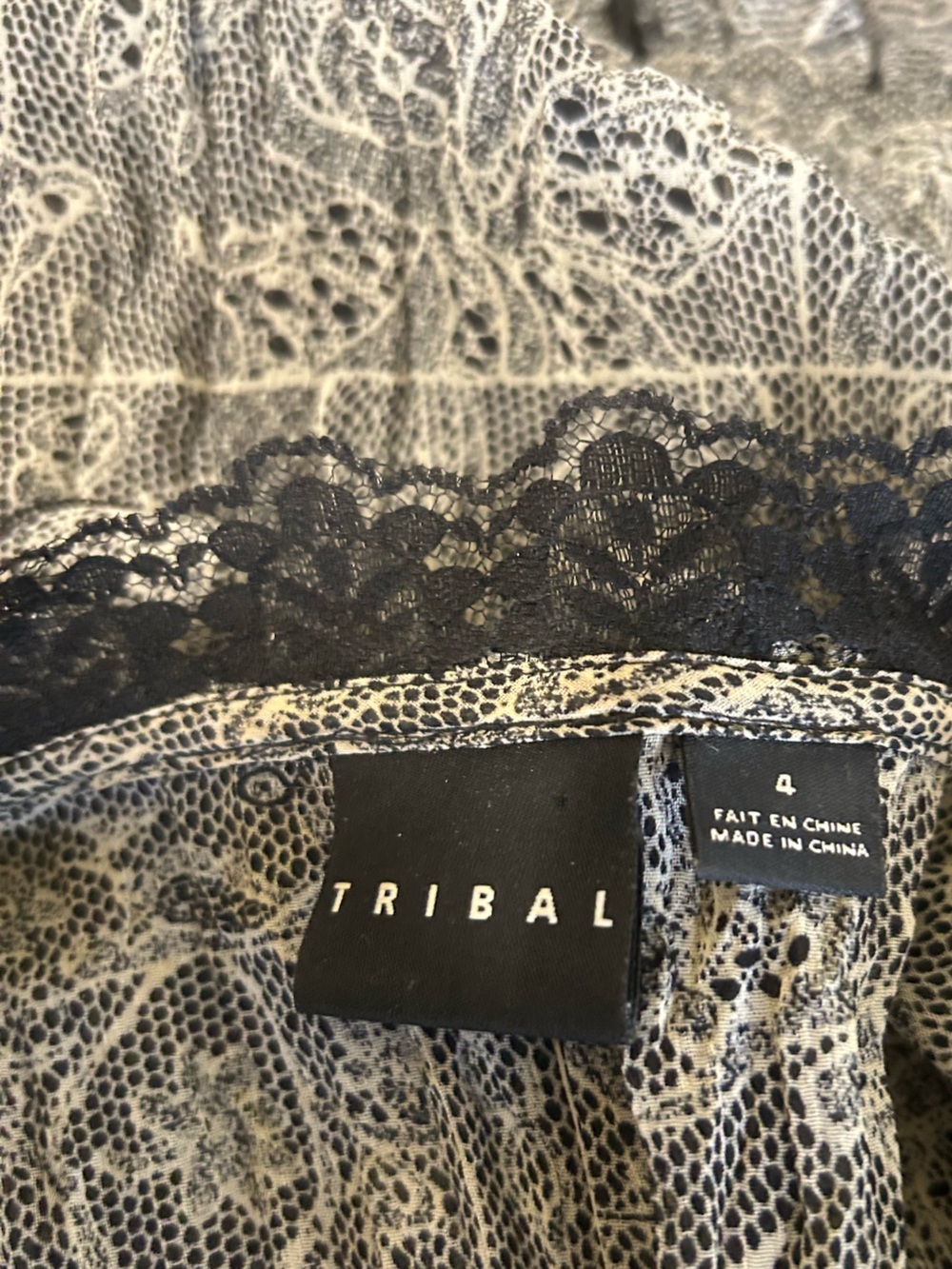 Tribal Y2K Ruffle Front Semi Sheer Crinkle Renaissance Blouse Size 4 - Picture 5 of 6
